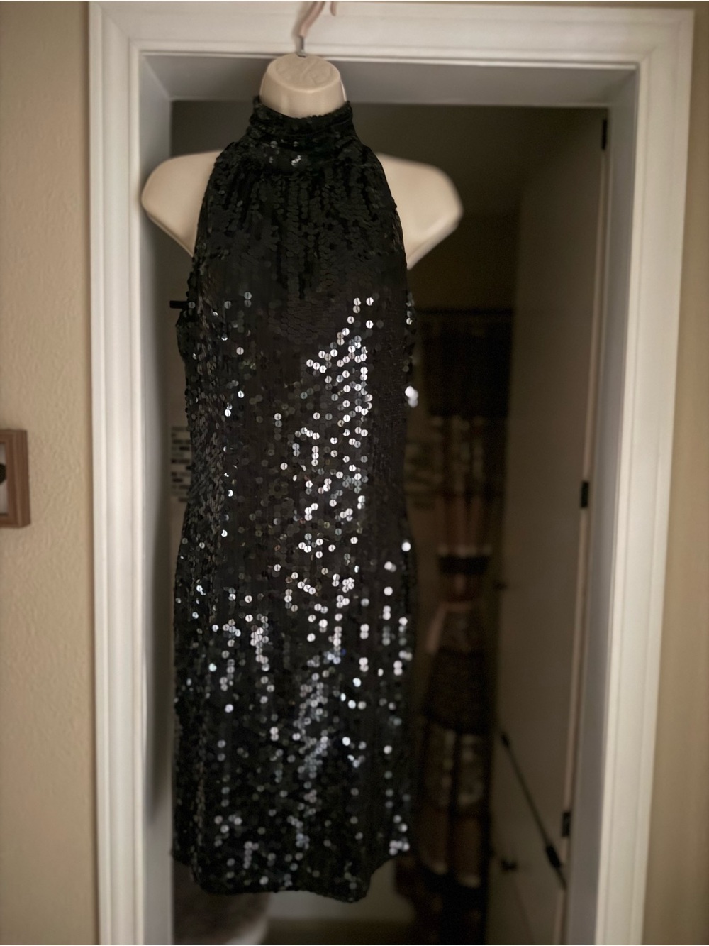 Vintage Cache Beaded Halter Evening Stess